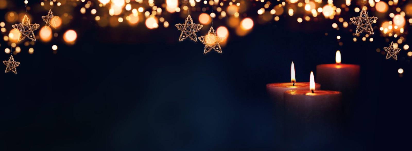 Stars, lights and candle for holiday celebrations